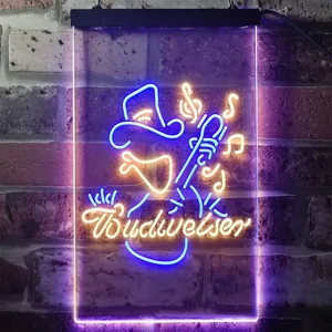 Budweiser Cowboy Guitar Neon-Like LED Sign