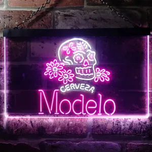 Cerveza Modelo Skull Neon-Like LED Sign