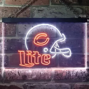 Chicago Bears  Helmet Miller Lite Neon-Like LED Sign
