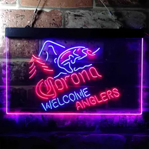 Corona Fishing Welcome Anglers Neon-Like LED Sign