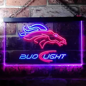 Denver Broncos Bud Light 2 Neon-Like LED Sign