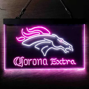 Denver Broncos Corona Extra Neon-Like LED Sign