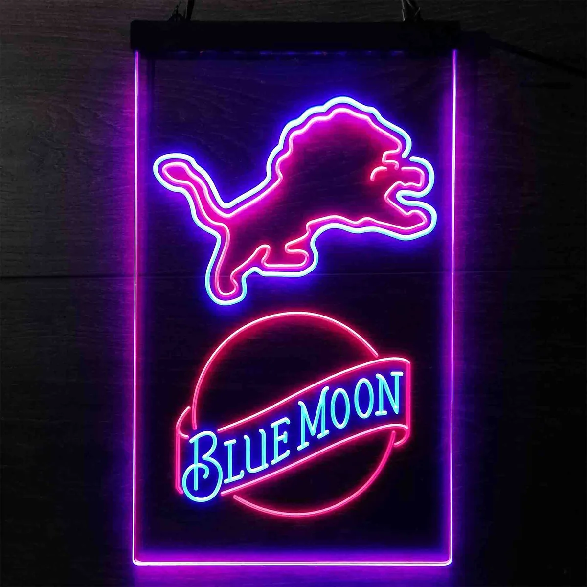 Detroit Lions Blue Moon Neon-Like LED Sign