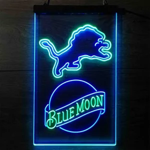 Detroit Lions Blue Moon Neon-Like LED Sign