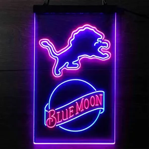 Detroit Lions Blue Moon Neon-Like LED Sign