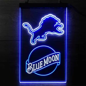 Detroit Lions Blue Moon Neon-Like LED Sign