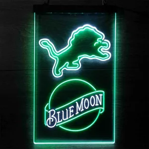 Detroit Lions Blue Moon Neon-Like LED Sign