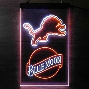 Detroit Lions Blue Moon Neon-Like LED Sign