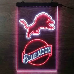 Detroit Lions Blue Moon Neon-Like LED Sign