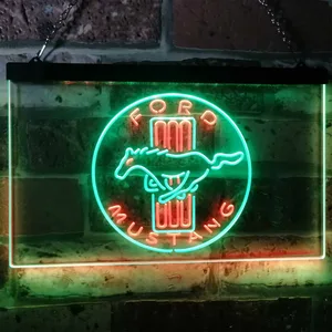 Ford Mustang Bars Logo Neon-Like LED Sign