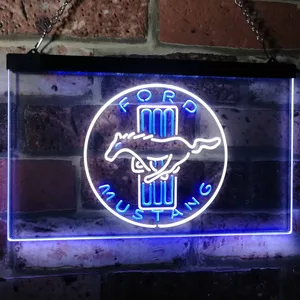 Ford Mustang Bars Logo Neon-Like LED Sign
