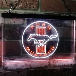 Ford Mustang Bars Logo Neon-Like LED Sign