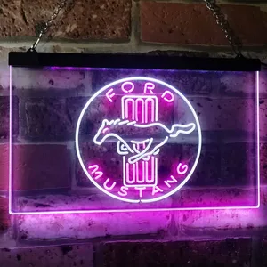 Ford Mustang Bars Logo Neon-Like LED Sign