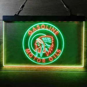 Gasoline Motor Oils Red Indian Neon-Like LED Sign