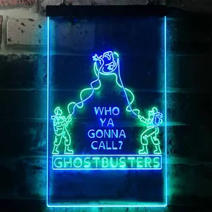 Ghostbusters Who Ya Gonna Call? Neon-Like LED Sign