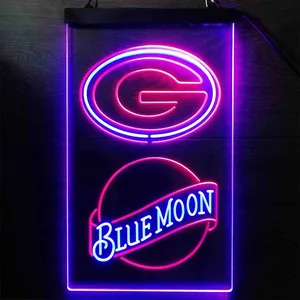Green Bay Packers Blue Moon Neon-Like LED Sign