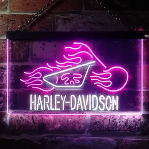 Harley Davidson Fire Bike Neon-Like LED Sign