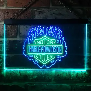Harley Davidson Fire Neon-Like LED Sign
