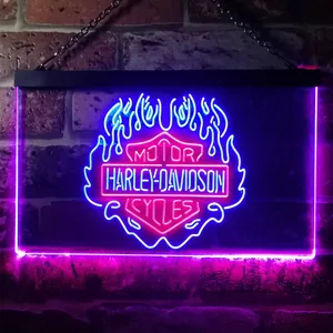Harley Davidson Fire Neon-Like LED Sign