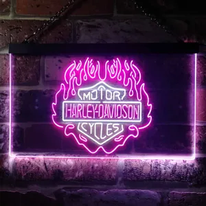 Harley Davidson Fire Neon-Like LED Sign