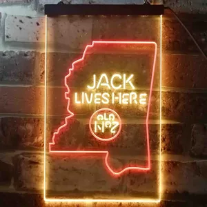 Jack Daniel's Jack Lives Here - Mississippi Neon-Like LED Sign
