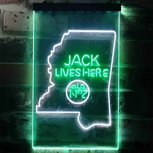 Jack Daniel's Jack Lives Here - Mississippi Neon-Like LED Sign