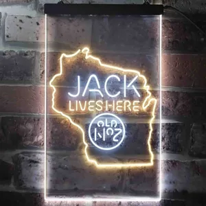 Jack Daniel's Jack Lives Here - Wisconsin Neon-Like LED Sign
