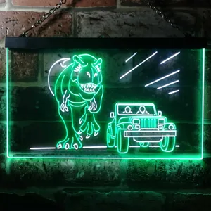 Jurassic Park Jeep Chase Neon-Like LED Sign