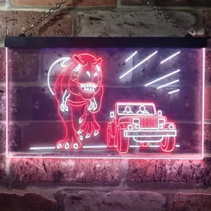 Jurassic Park Jeep Chase Neon-Like LED Sign