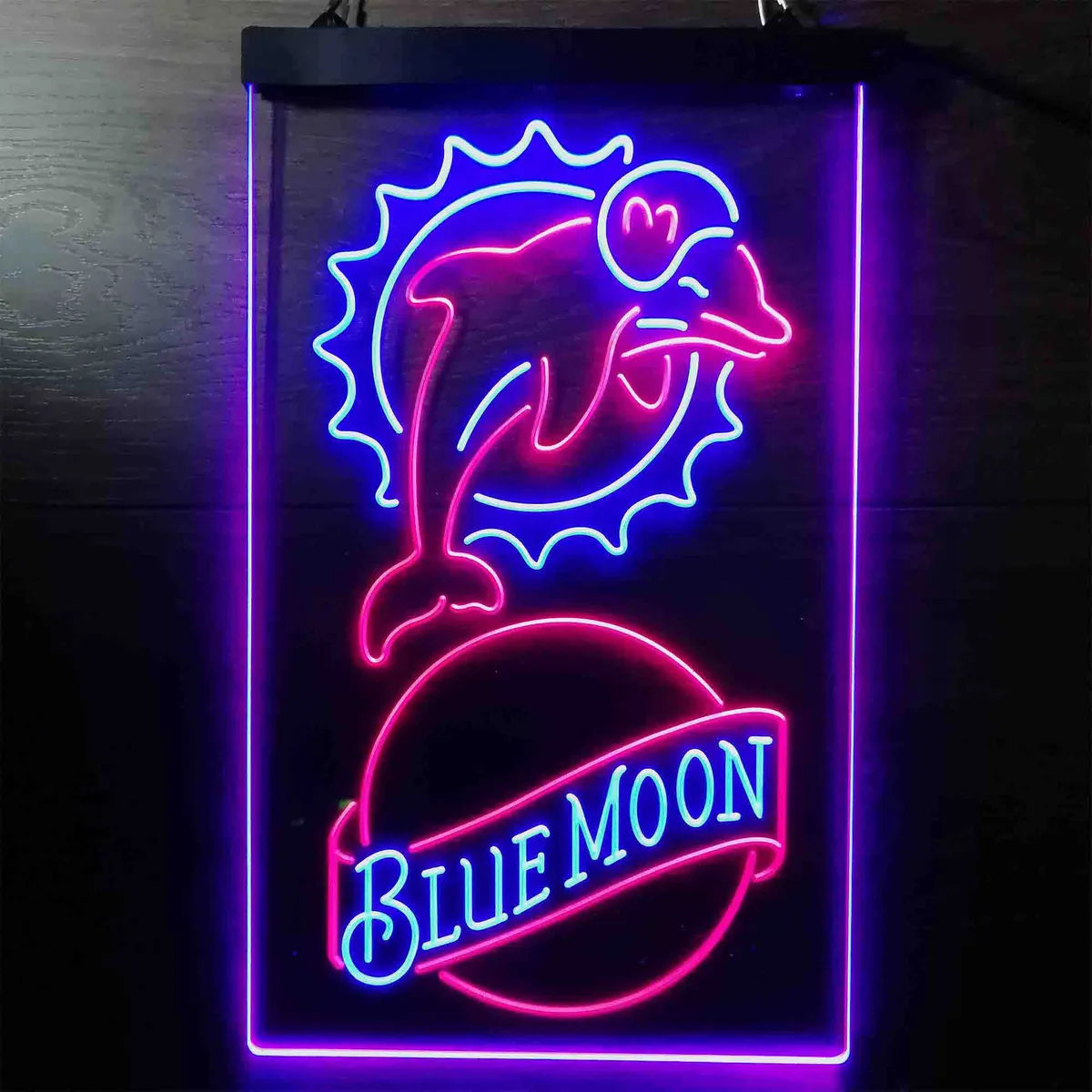 Miami Dolphins Blue Moon Neon-Like LED Sign