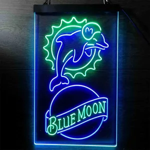 Miami Dolphins Blue Moon Neon-Like LED Sign