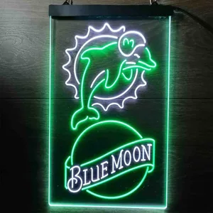 Miami Dolphins Blue Moon Neon-Like LED Sign