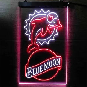 Miami Dolphins Blue Moon Neon-Like LED Sign