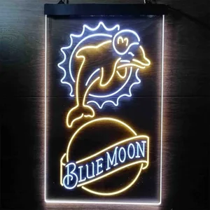 Miami Dolphins Blue Moon Neon-Like LED Sign