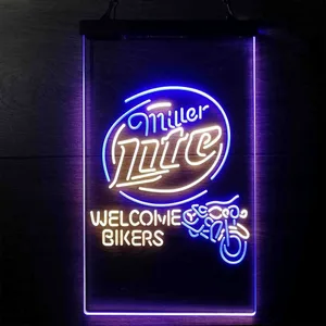 Miller Lite Welcome Bikers Neon-Like LED Sign