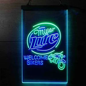 Miller Lite Welcome Bikers Neon-Like LED Sign