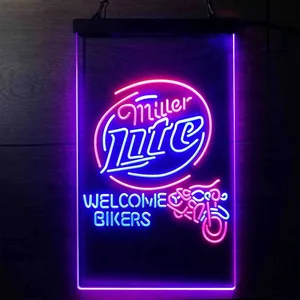 Miller Lite Welcome Bikers Neon-Like LED Sign