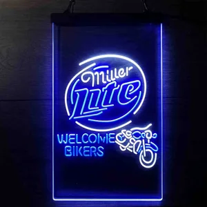 Miller Lite Welcome Bikers Neon-Like LED Sign