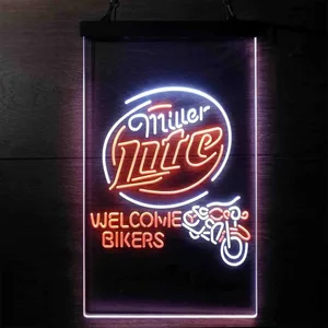 Miller Lite Welcome Bikers Neon-Like LED Sign