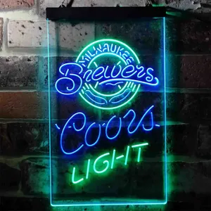 Milwaukee Brewers Coors Light Neon-Like LED Sign - Legacy Edition