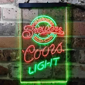 Milwaukee Brewers Coors Light Neon-Like LED Sign - Legacy Edition