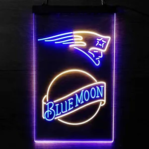 New England Patriots Blue Moon Neon-Like LED Sign