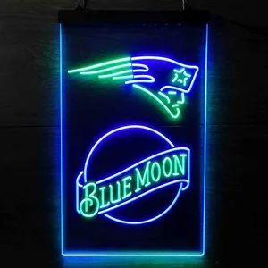 New England Patriots Blue Moon Neon-Like LED Sign