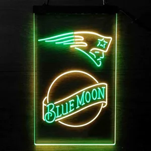 New England Patriots Blue Moon Neon-Like LED Sign