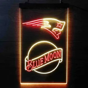 New England Patriots Blue Moon Neon-Like LED Sign
