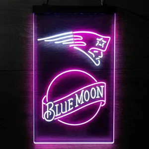 New England Patriots Blue Moon Neon-Like LED Sign