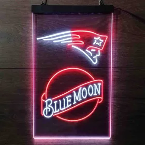 New England Patriots Blue Moon Neon-Like LED Sign