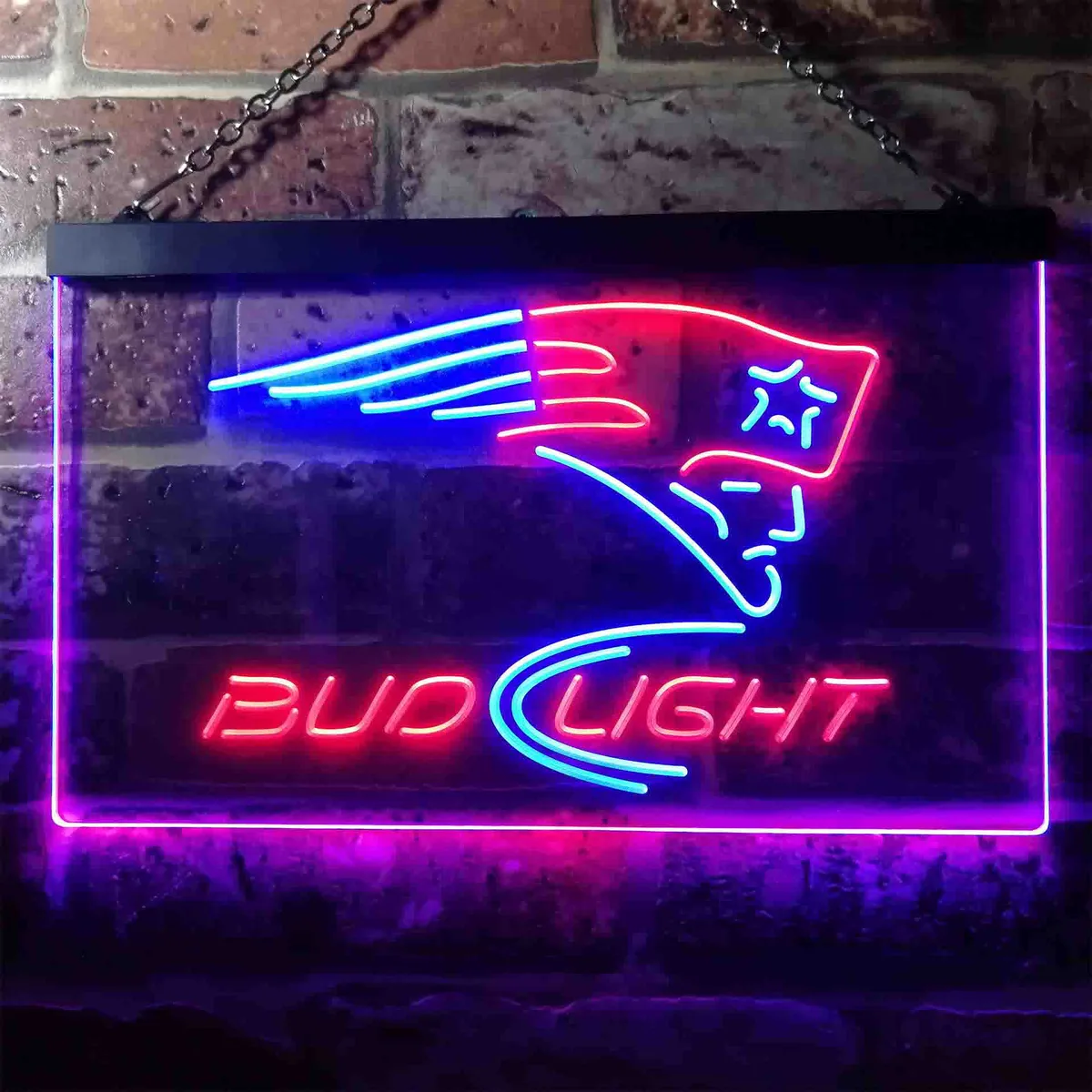 New England Patriots Bud Light Neon-Like LED Sign