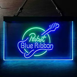 Pabst Blue Ribbon Guitar 2 Neon-Like LED Sign