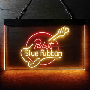 Pabst Blue Ribbon Guitar 2 Neon-Like LED Sign